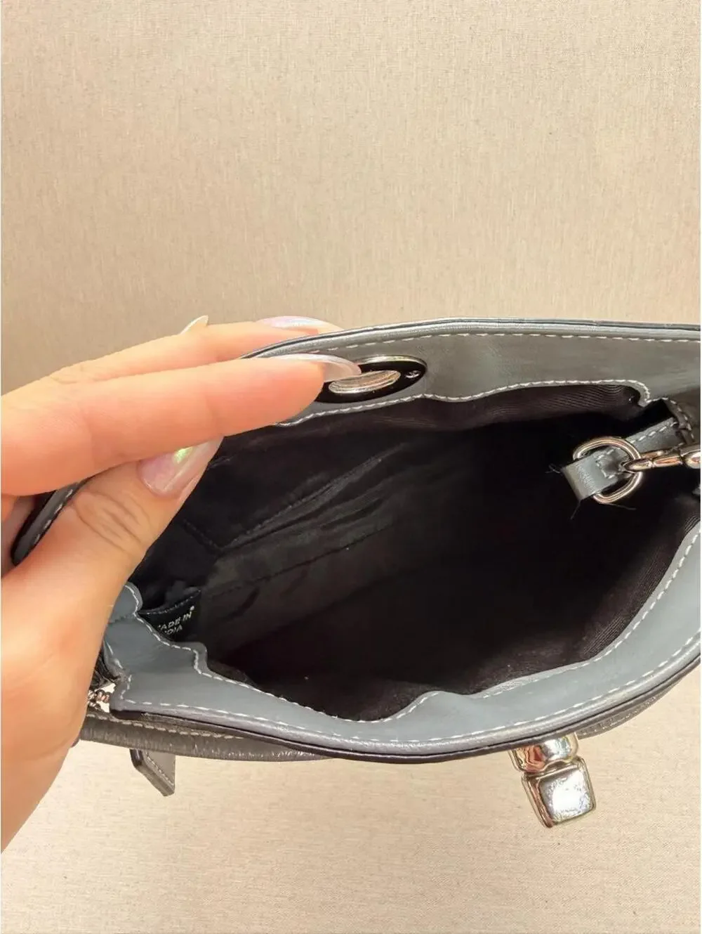 Coach Silvery White and Gray Turnlock Wristlet